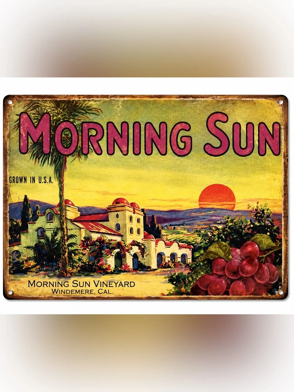 NEW Morning Sun Vineyard Metal Sign
